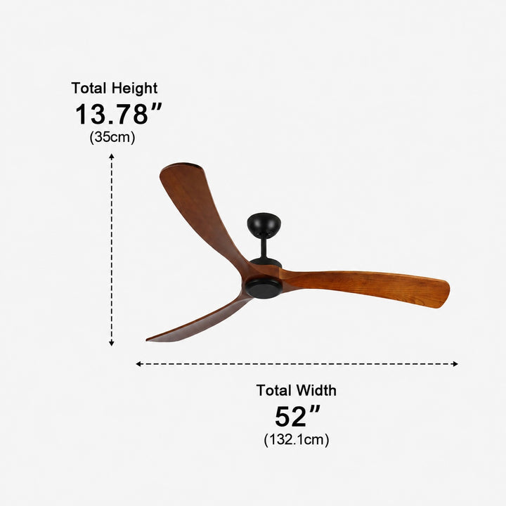 Modern Outdoor Ceiling Fan with Walnut Wood Blades IP65 Waterproof Rating and 6-Speed Motor