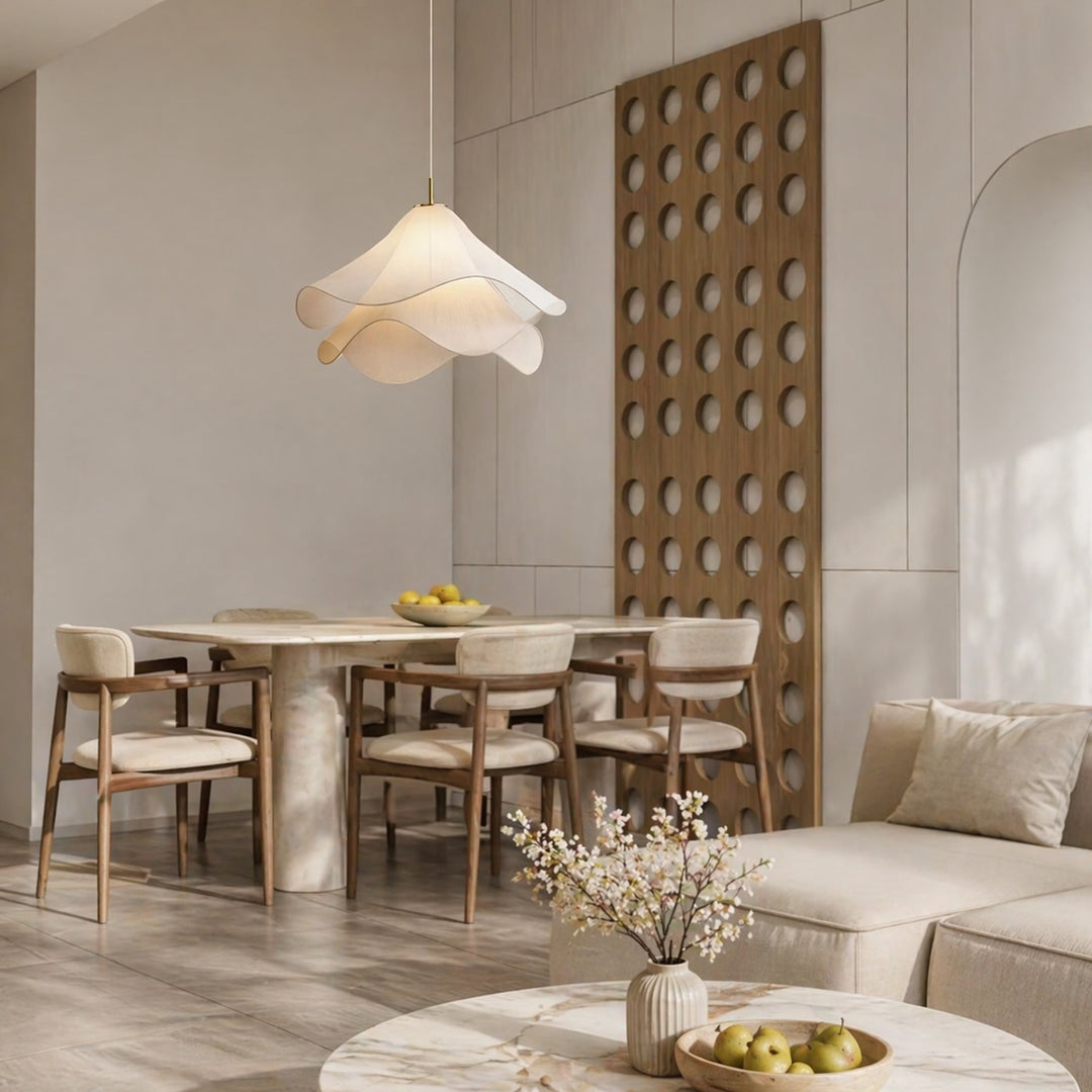 Modern Japandi Fabric Shade Pendant Light
