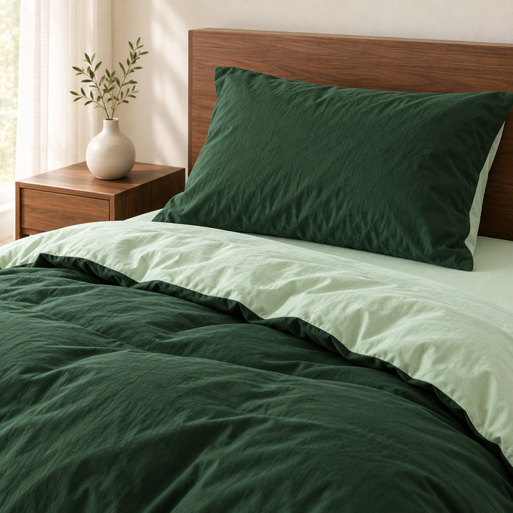 Reversible Bedding Set Cotton Jersey Knit Duvet Cover and Sheet Soft Breathable Lightweight