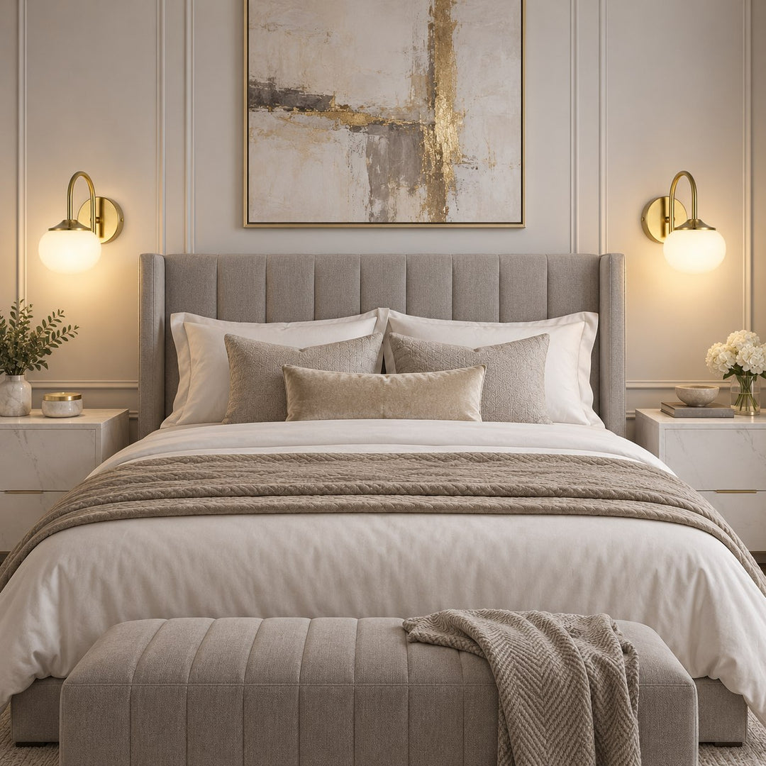Modern Wall Light Copper Fixture with Pink Glass Shade for Indoor LED Bulbs