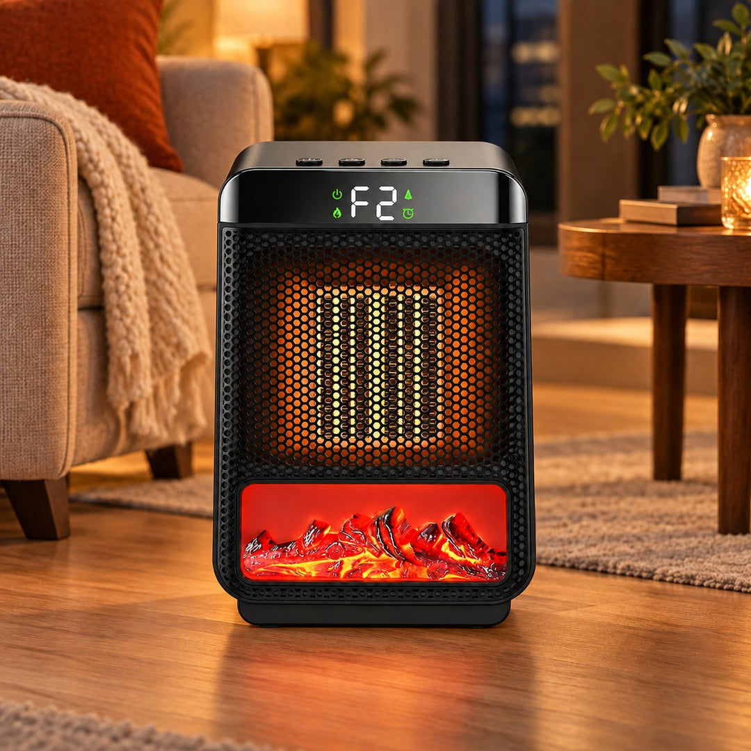 Compact Ceramic Heater with Fan and Digital LED Display for Efficient Heating