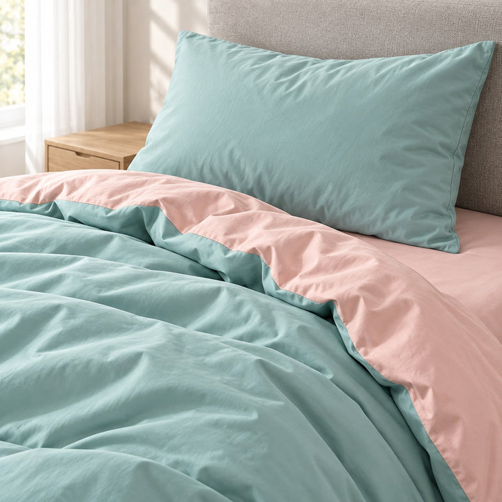 Pastel Double-Sided Bedding Set Minimalist Comforter Cover Twin Full Queen King Size
