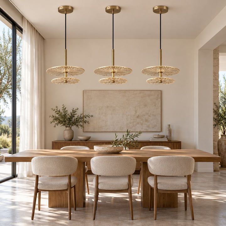 Modern Textured Glass LED Pendant Light with Natural Copper Finish – 20cm & 30cm