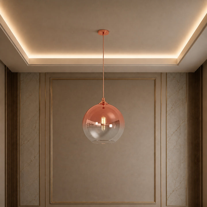 Modern Glass Pendant Light Adjustable Hanging LED with Metallic Gradient Finish