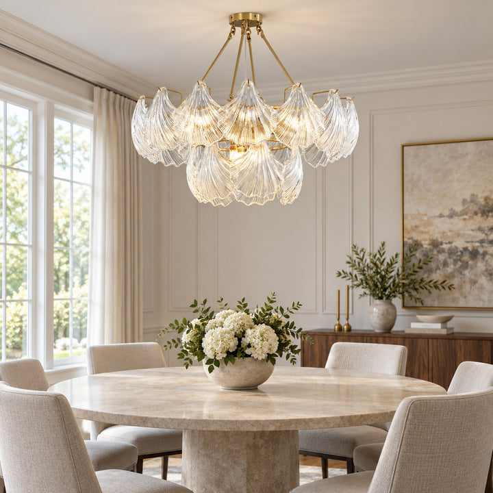 Modern Adjustable Ceiling Light Clear Glass LED Flush Mount Fixture 12 Inch Diameter