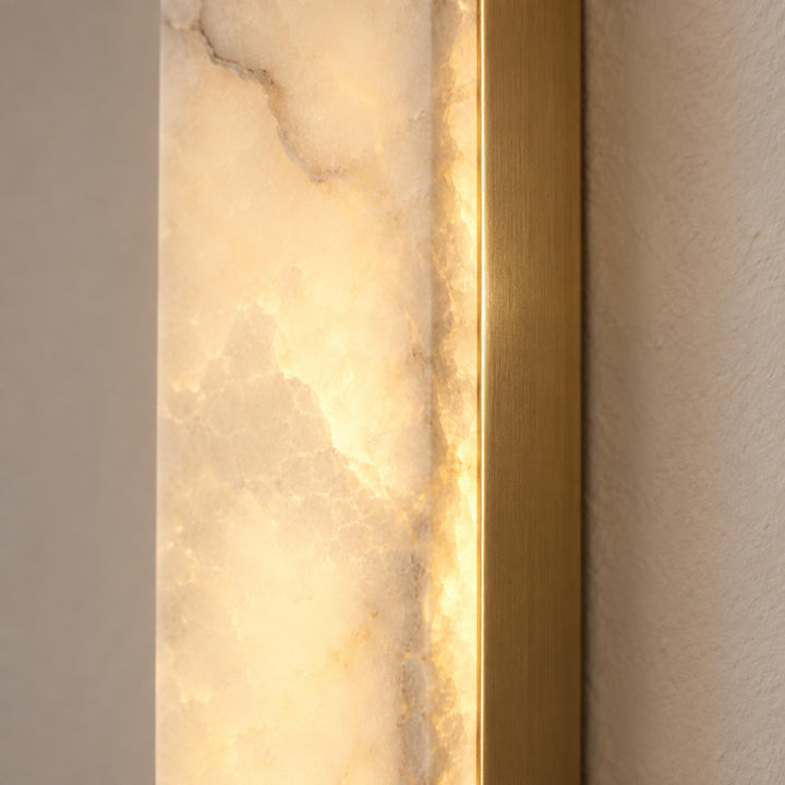 Modern Alabaster Wall Lamp with Adjustable Light and Metal Fixture for Elegant Home Decor