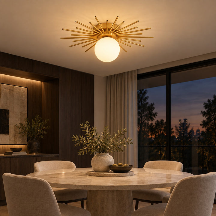 Modern Flush Mount Ceiling Light Fixture Metal Dimmable LED 12 Inch Diameter for Home Lighting