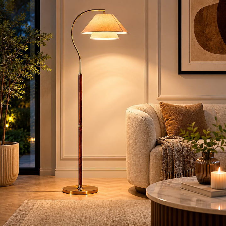 Modern Black Floor Lamp with Adjustable Height Metal Base and Energy-Efficient LED Light