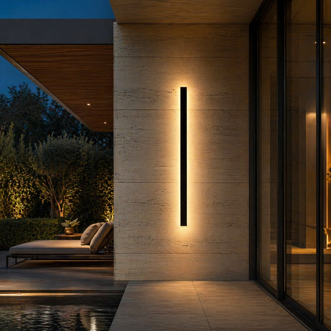 Outdoor LED Wall Light Dimmable IP65 Waterproof Aluminum Strip Sconce Black