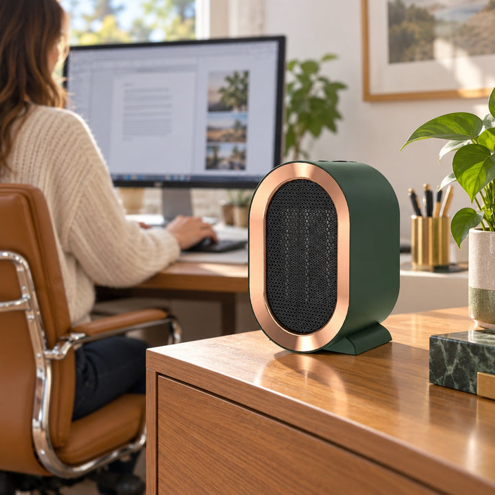 Compact Portable Ceramic Heater with Programmable Timer and Safety Shut-Off for Small Rooms