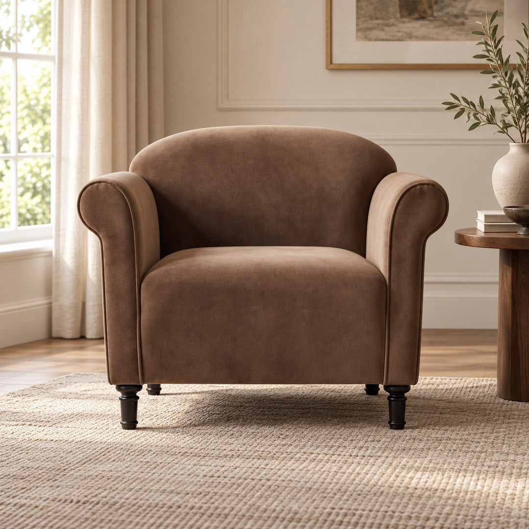 Modern Velvet Accent Armchair with Solid Birch Legs for Comfortable Lounge Seating