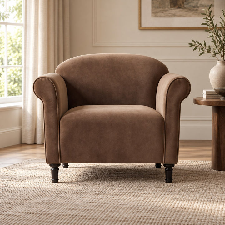 Modern Velvet Accent Armchair with Solid Birch Legs for Comfortable Lounge Seating