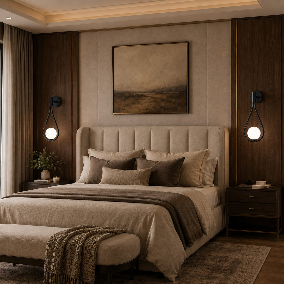 Modern Brass Wall Light Adjustable Wall Mounted Glass Shade LED Fixture for Indoor Use