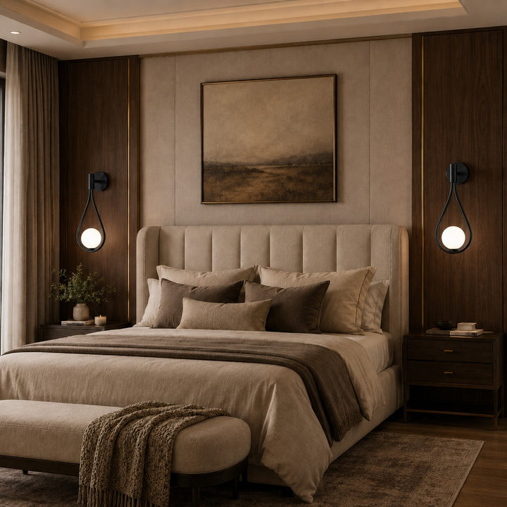 Modern Brass Wall Light Adjustable Wall Mounted Glass Shade LED Fixture for Indoor Use