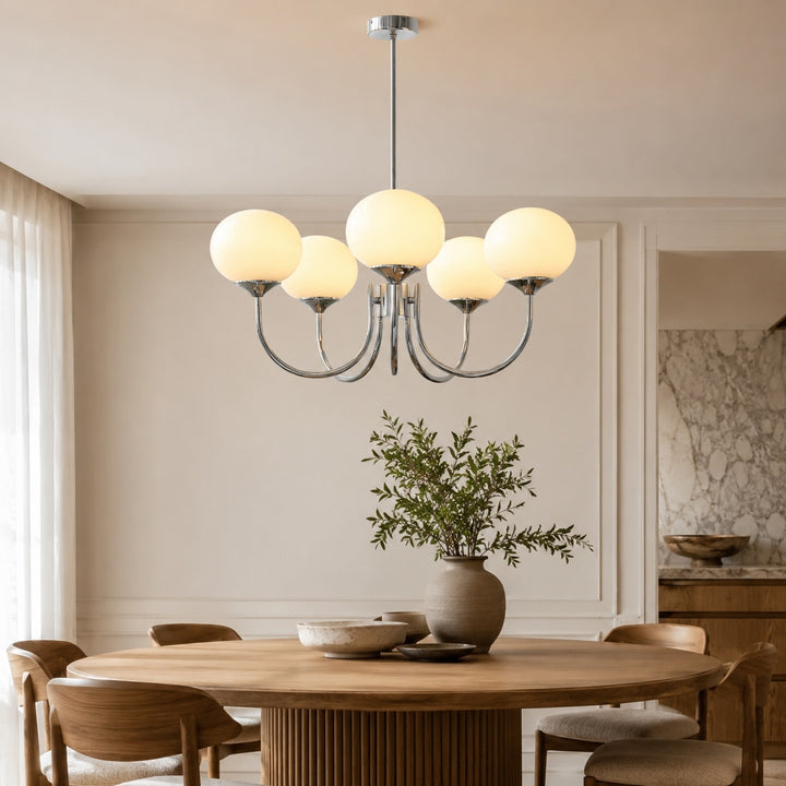 Modern Chandelier Pendant Light Fixture with Adjustable Arms Glass Shades Indoor Lighting