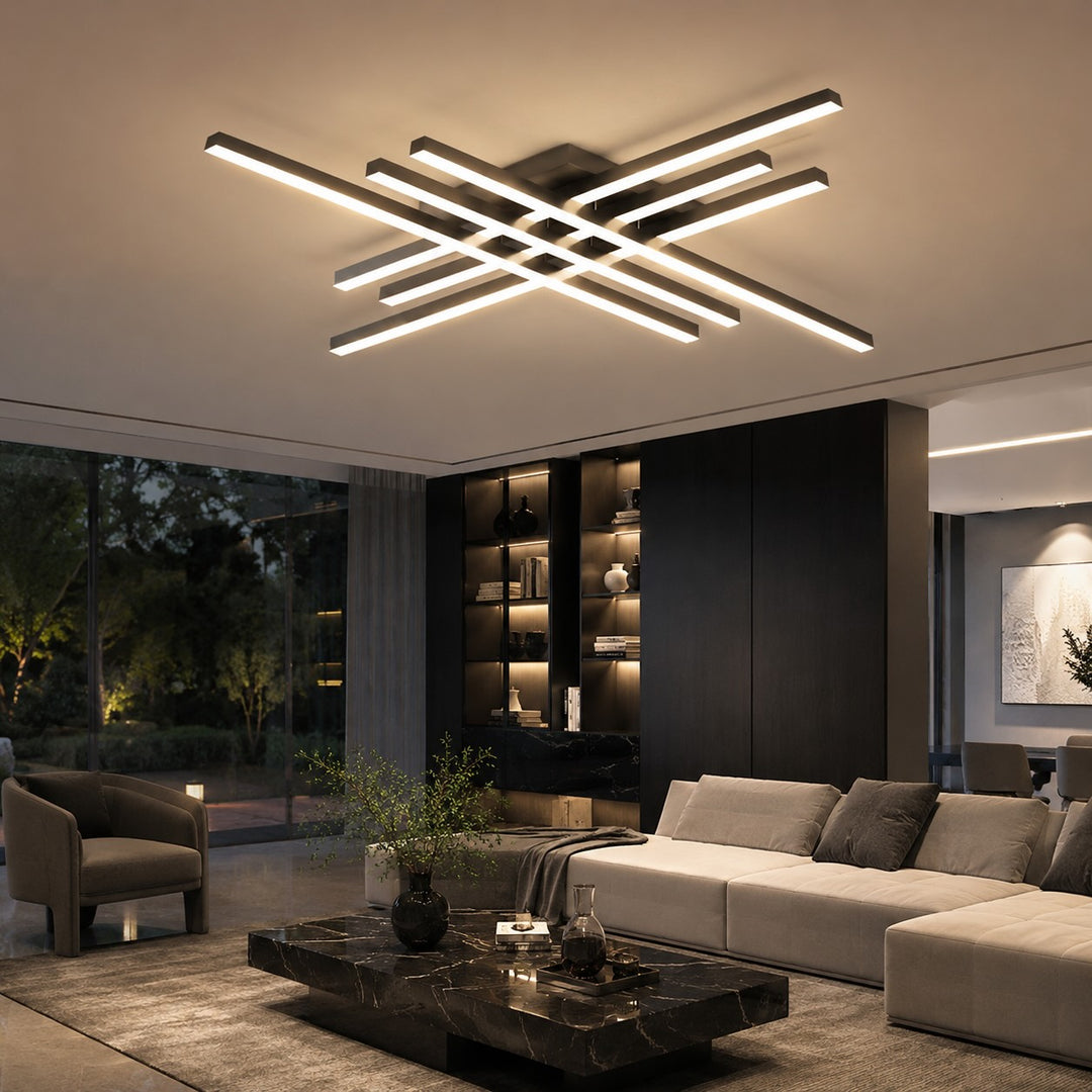Modern Minimalist Ceiling Light Long Strip LED Adjustable Color Temperature Iron Acrylic