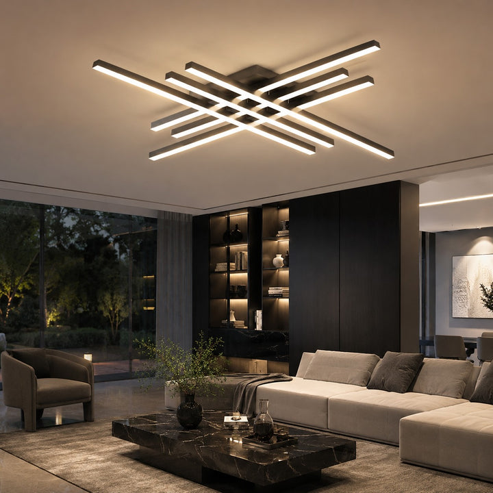 Modern Minimalist Ceiling Light Long Strip LED Adjustable Color Temperature Iron Acrylic
