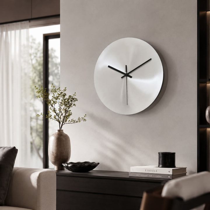 Modern Wall Clock Ultra-Slim Stainless Steel Silent Quartz Minimalist Design for Home Decor
