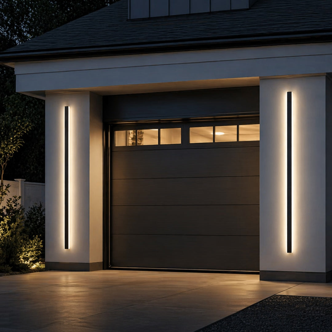 Outdoor LED Wall Light Dimmable IP65 Waterproof Aluminum Strip Sconce Black