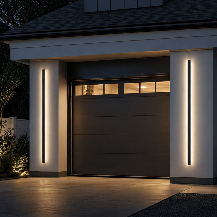Outdoor LED Wall Light Dimmable IP65 Waterproof Aluminum Strip Sconce Black