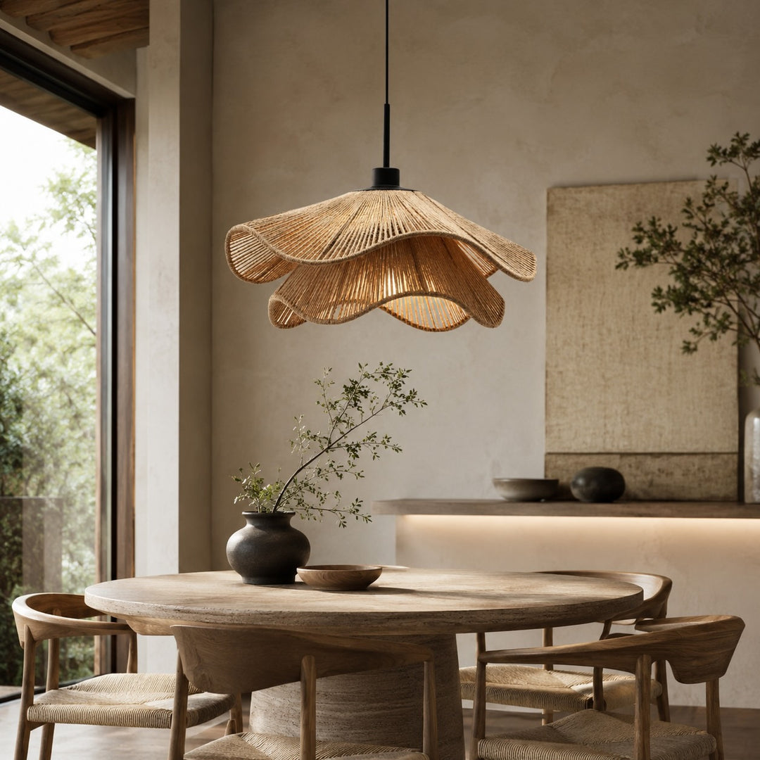 Boho Pendant Lamp Hanging Jute Light Natural Finish Adjustable Height For Kitchen Pendant Lighting