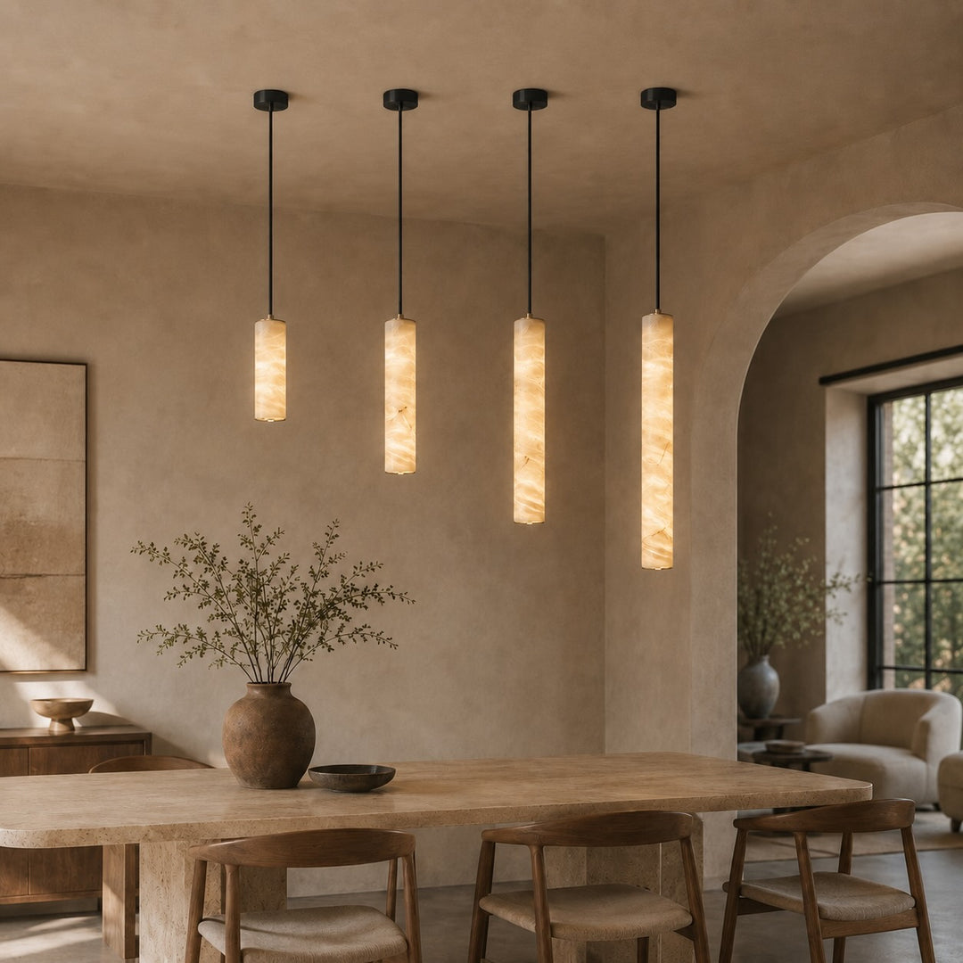 Modern Adjustable Pendant Lamp Brass or Black Metal with LED Light for Kitchen Dining Room