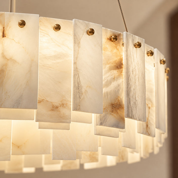 Modern Chandelier Light Ceiling Mounted Alabaster Glass with LED Illumination for Dining Room