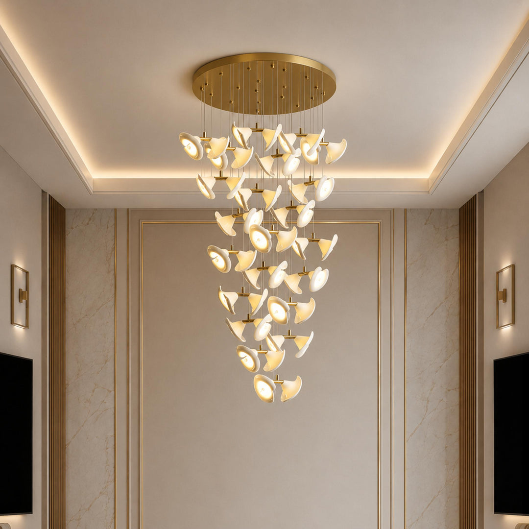 Modern Double Horn Chandelier Ceiling Light Iron and Ceramic Adjustable LED 14 to 128 Bulbs