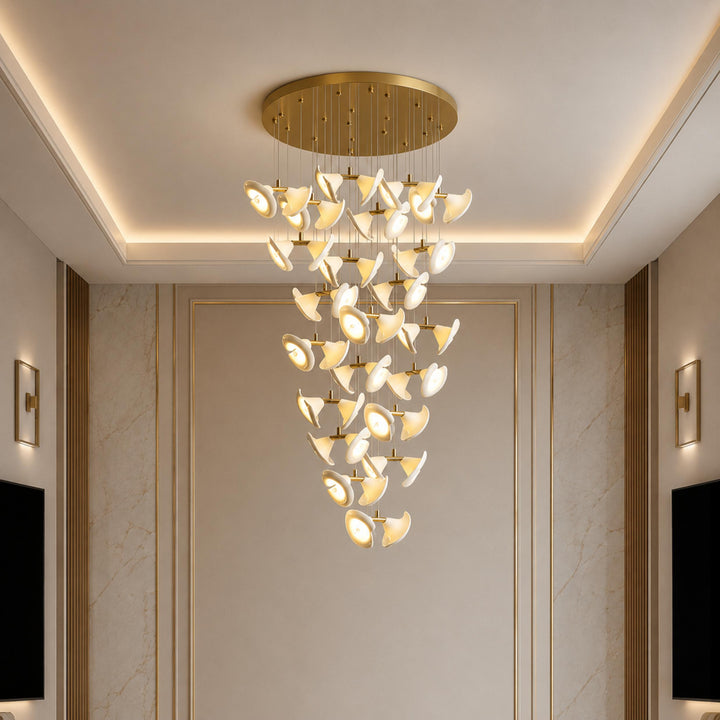 Modern Double Horn Chandelier Ceiling Light Iron and Ceramic Adjustable LED 14 to 128 Bulbs