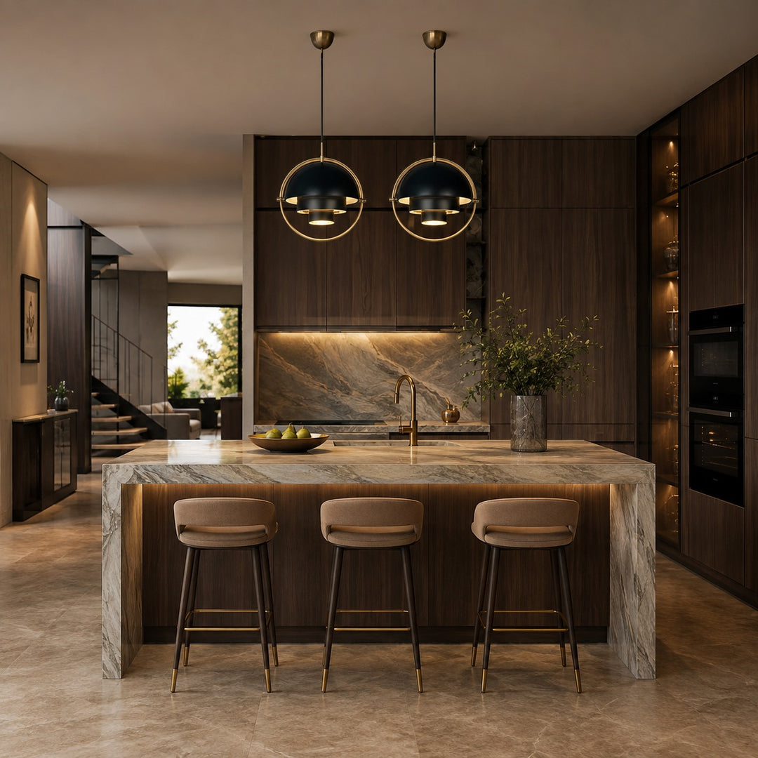 Modern Adjustable Black Pendant Light with Metal Shade for Kitchen Pendant Lighting