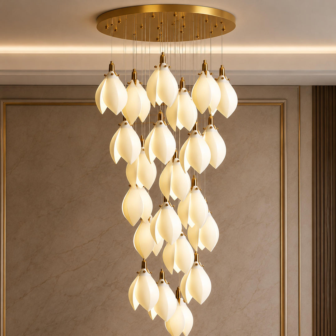 Modern Chandelier Ceiling Light Adjustable Hanging Metal and Ceramic LED Compatible 7 to 64 Lights