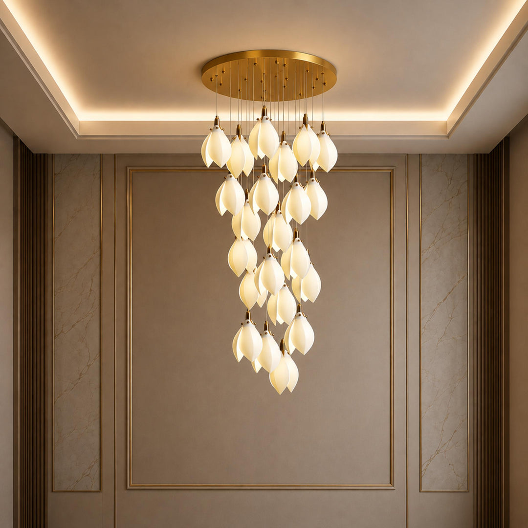 Modern Chandelier Ceiling Light Adjustable Hanging Metal and Ceramic LED Compatible 7 to 64 Lights