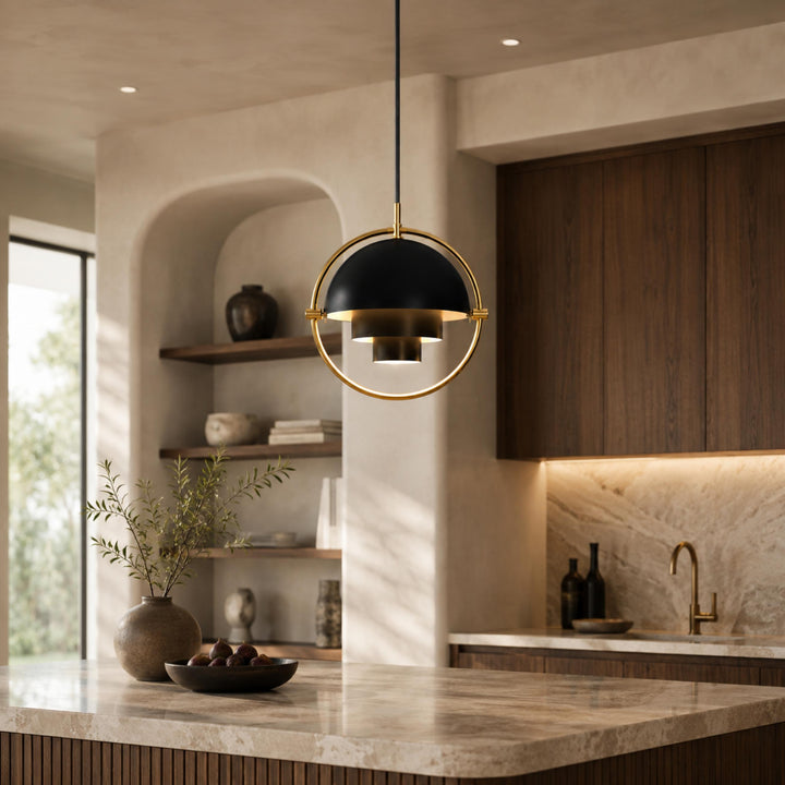 Modern Adjustable Black Pendant Light with Metal Shade for Kitchen Pendant Lighting