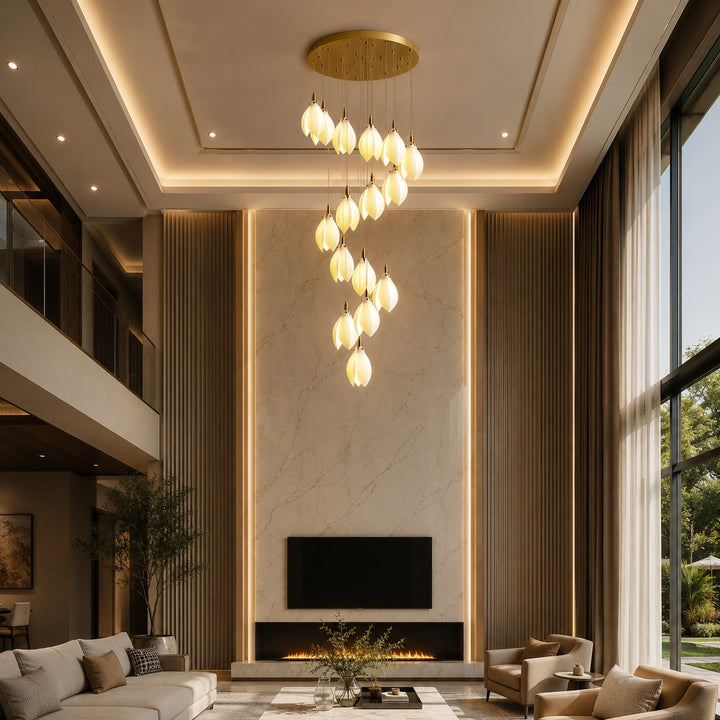 Modern Chandelier Ceiling Light Adjustable Hanging Metal and Ceramic LED Compatible 7 to 64 Lights