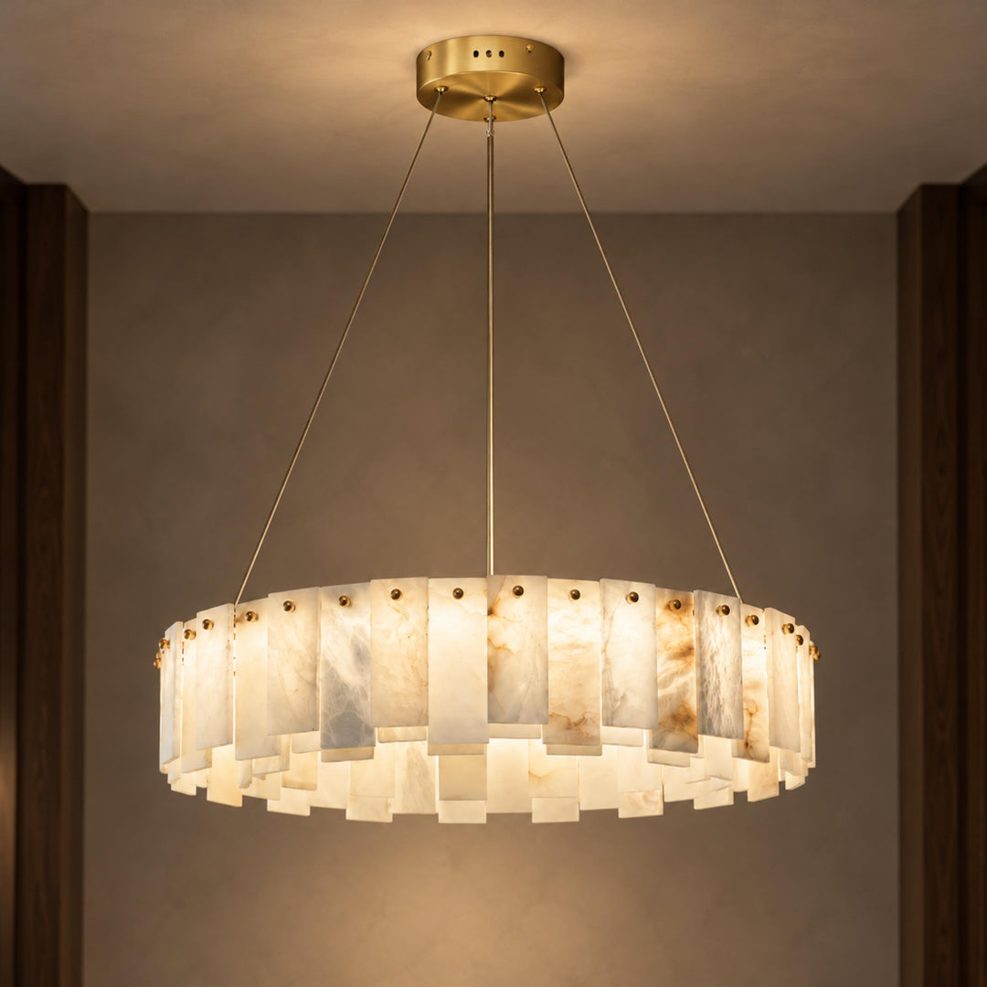 Modern Chandelier Light Ceiling Mounted Alabaster Glass with LED Illumination for Dining Room