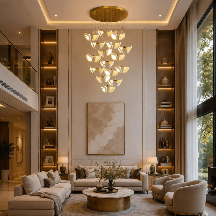 Modern Double Horn Chandelier Ceiling Light Iron and Ceramic Adjustable LED 14 to 128 Bulbs