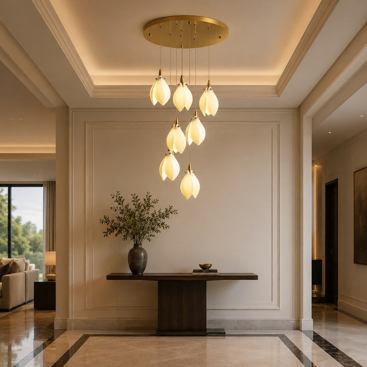 Modern Chandelier Ceiling Light Adjustable Hanging Metal and Ceramic LED Compatible 7 to 64 Lights
