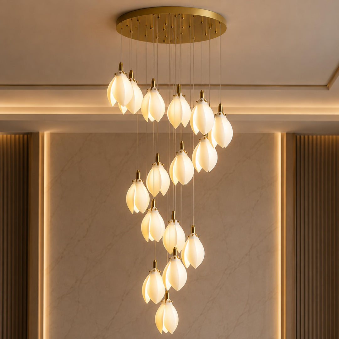 Modern Chandelier Ceiling Light Adjustable Hanging Metal and Ceramic LED Compatible 7 to 64 Lights