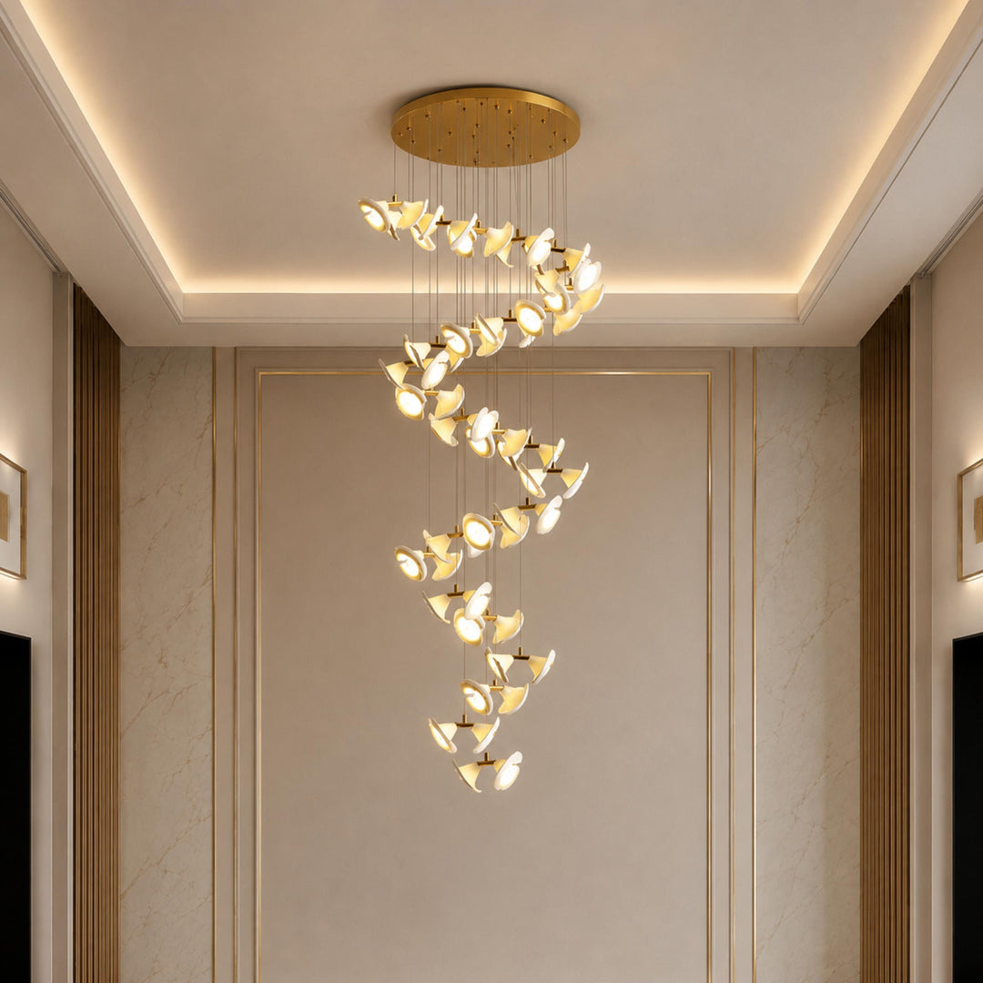 Modern Double Horn Chandelier Ceiling Light Iron and Ceramic Adjustable LED 14 to 128 Bulbs