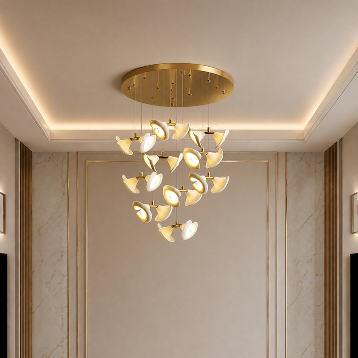 Modern Double Horn Chandelier Ceiling Light Iron and Ceramic Adjustable LED 14 to 128 Bulbs
