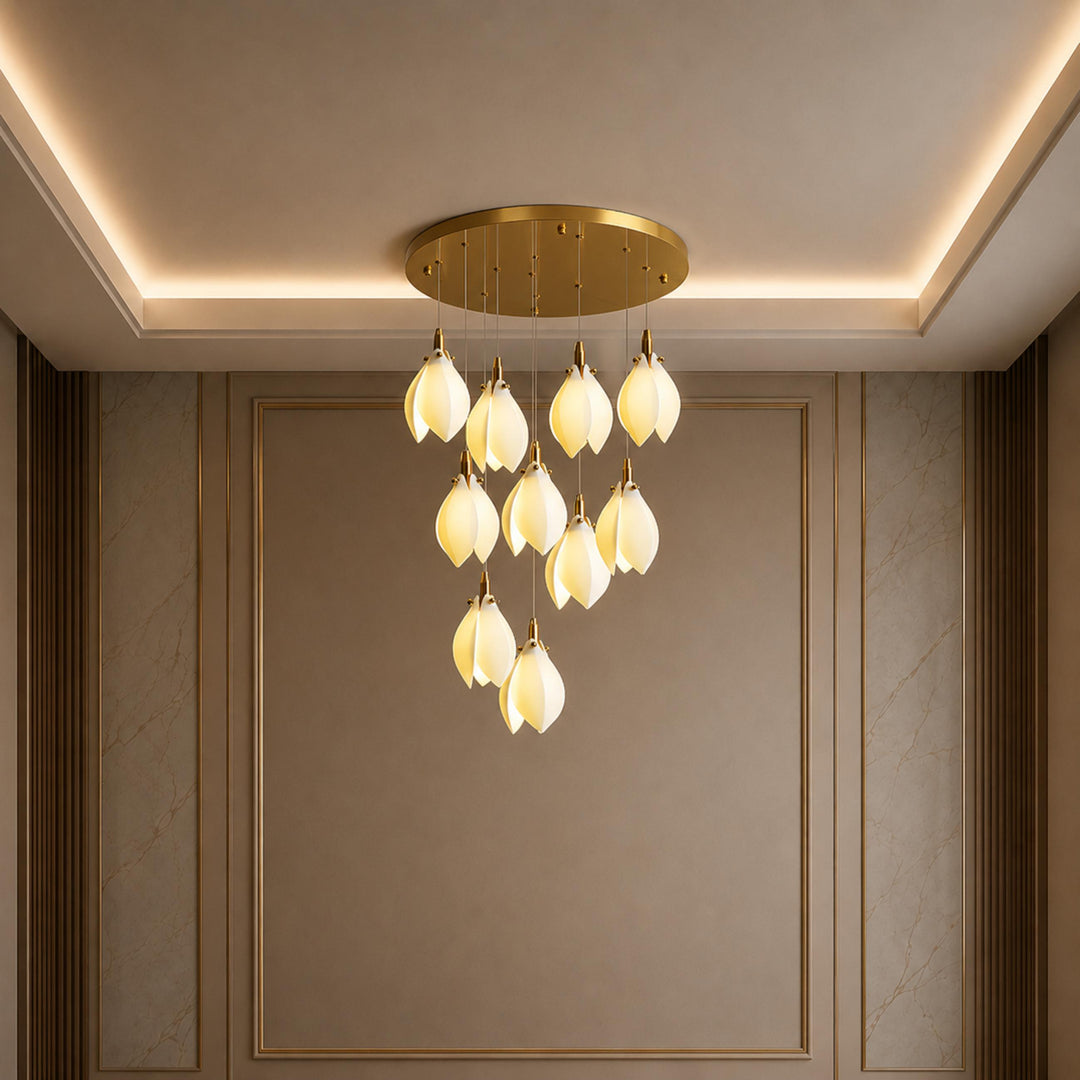 Modern Chandelier Ceiling Light Adjustable Hanging Metal and Ceramic LED Compatible 7 to 64 Lights