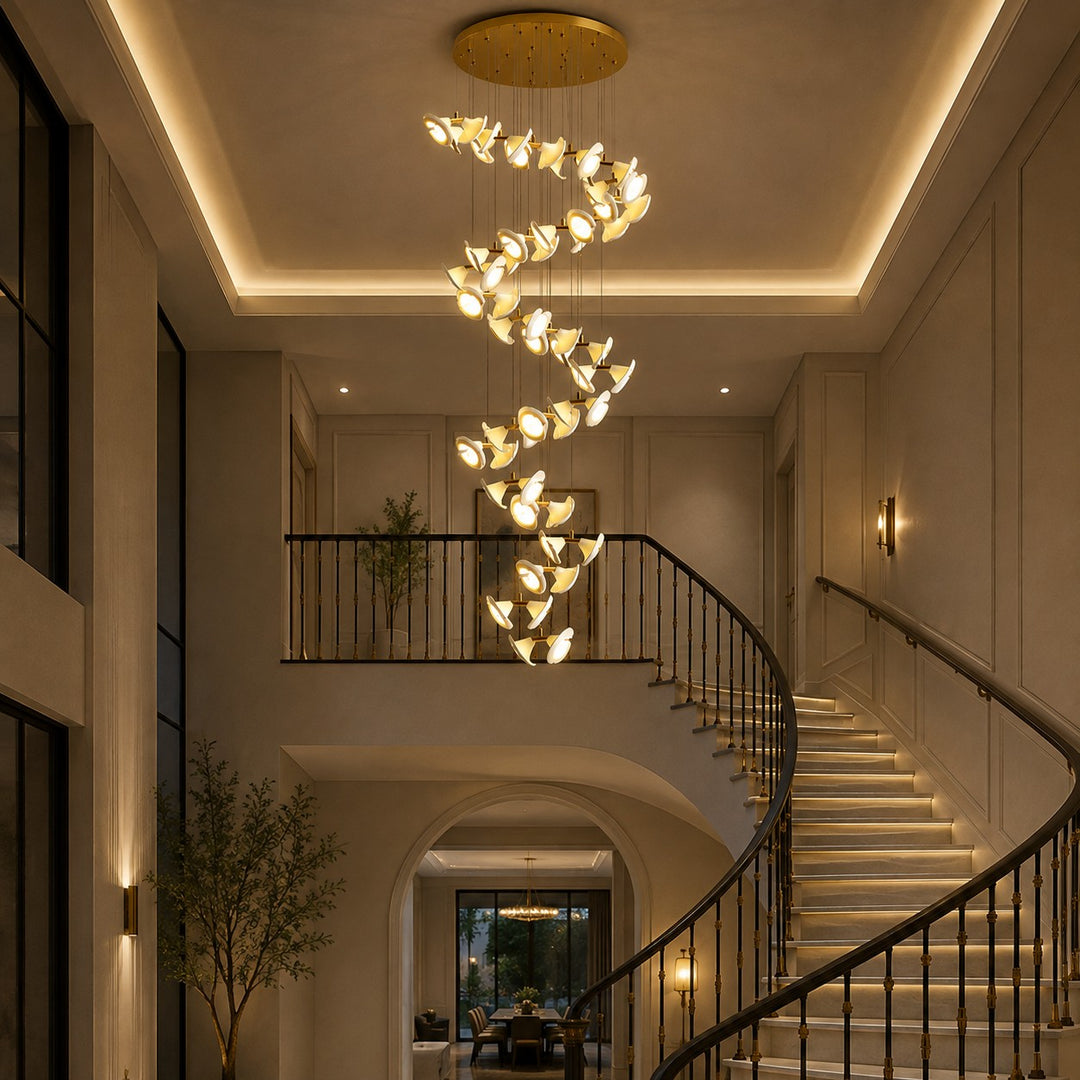 Modern Double Horn Chandelier Ceiling Light Iron and Ceramic Adjustable LED 14 to 128 Bulbs