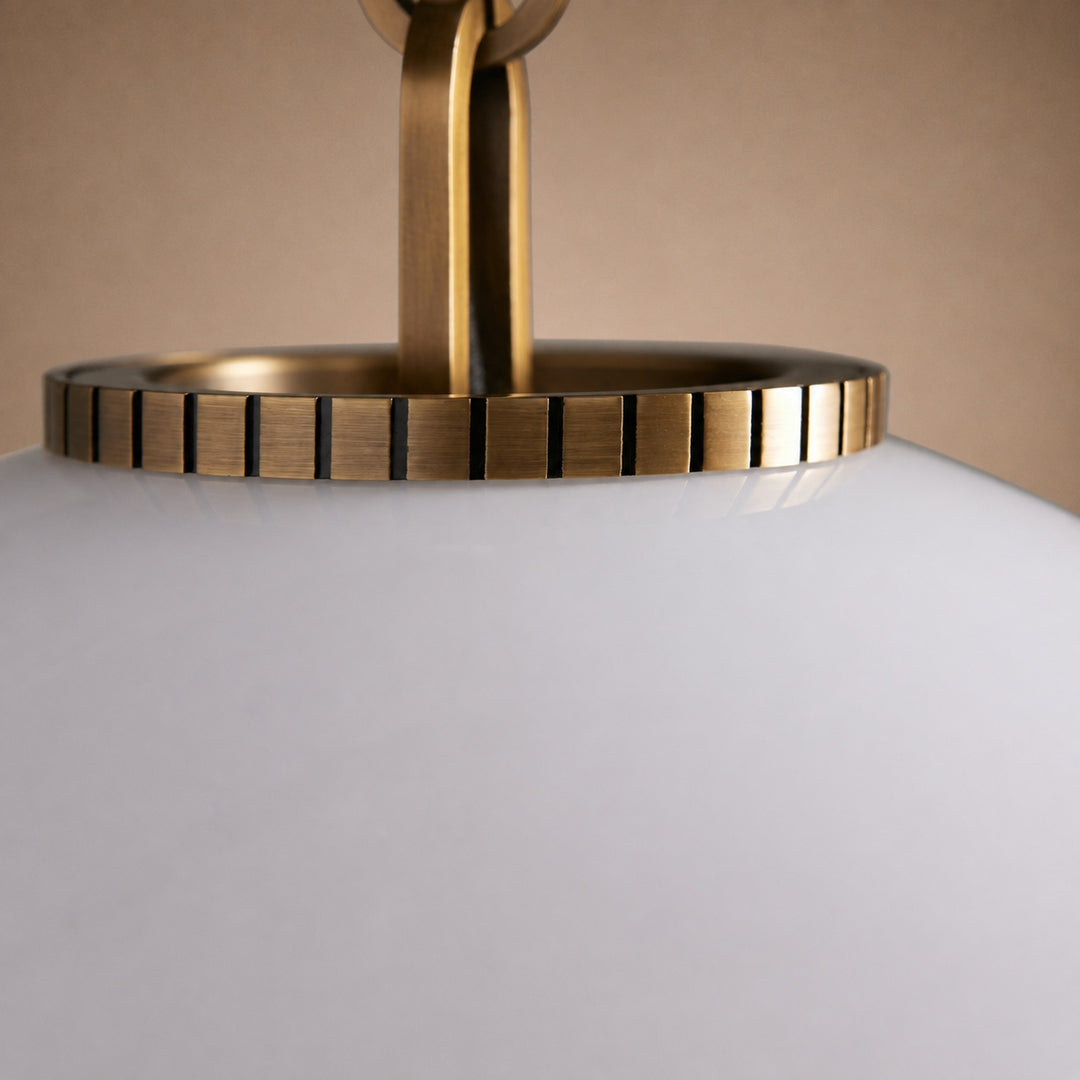Modern Glass Globe Pendant Light with Chain – Brass or Bronze, Clear or Milk Glass