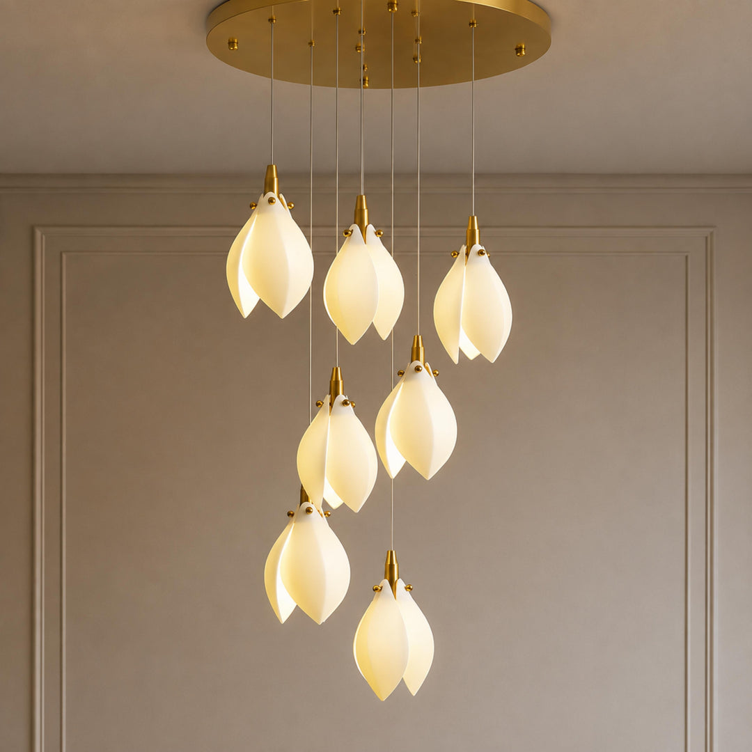 Modern Chandelier Ceiling Light Adjustable Hanging Metal and Ceramic LED Compatible 7 to 64 Lights
