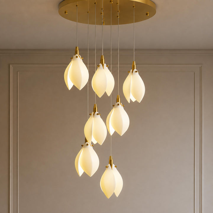 Modern Chandelier Ceiling Light Adjustable Hanging Metal and Ceramic LED Compatible 7 to 64 Lights