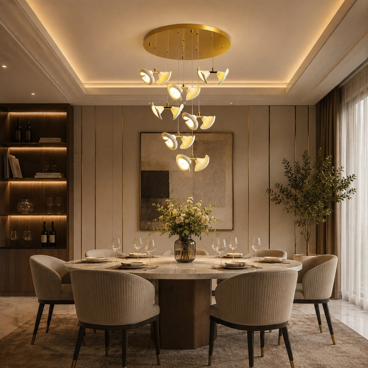 Modern Double Horn Chandelier Ceiling Light Iron and Ceramic Adjustable LED 14 to 128 Bulbs