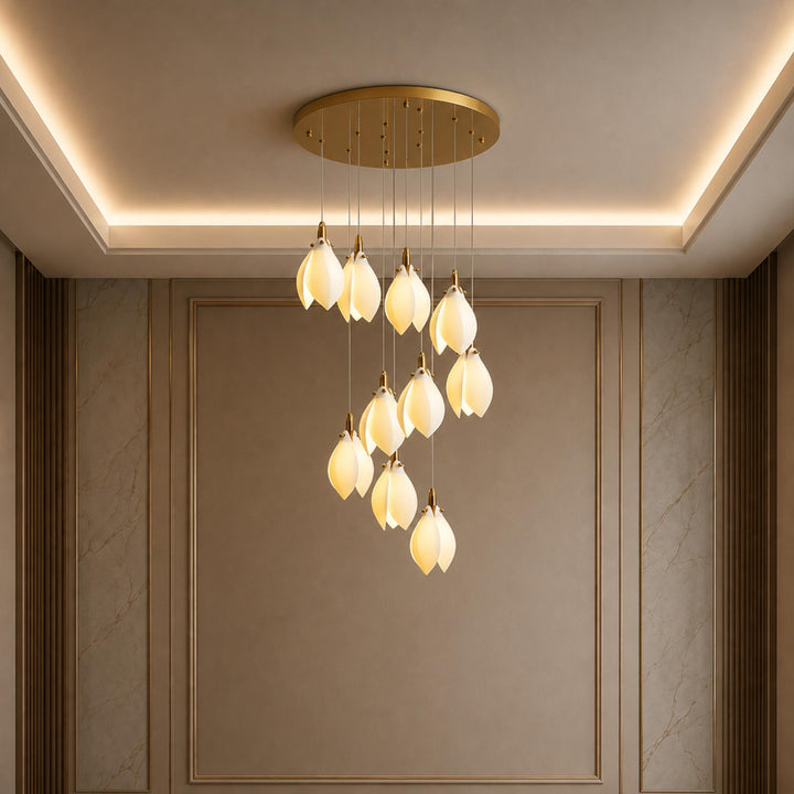 Modern Chandelier Ceiling Light Adjustable Hanging Metal and Ceramic LED Compatible 7 to 64 Lights