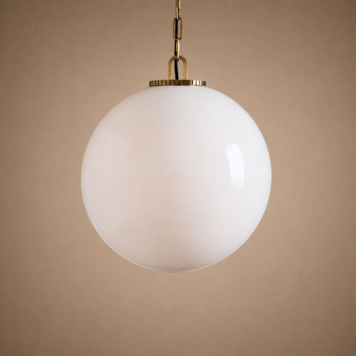Modern Glass Globe Pendant Light with Chain – Brass or Bronze, Clear or Milk Glass