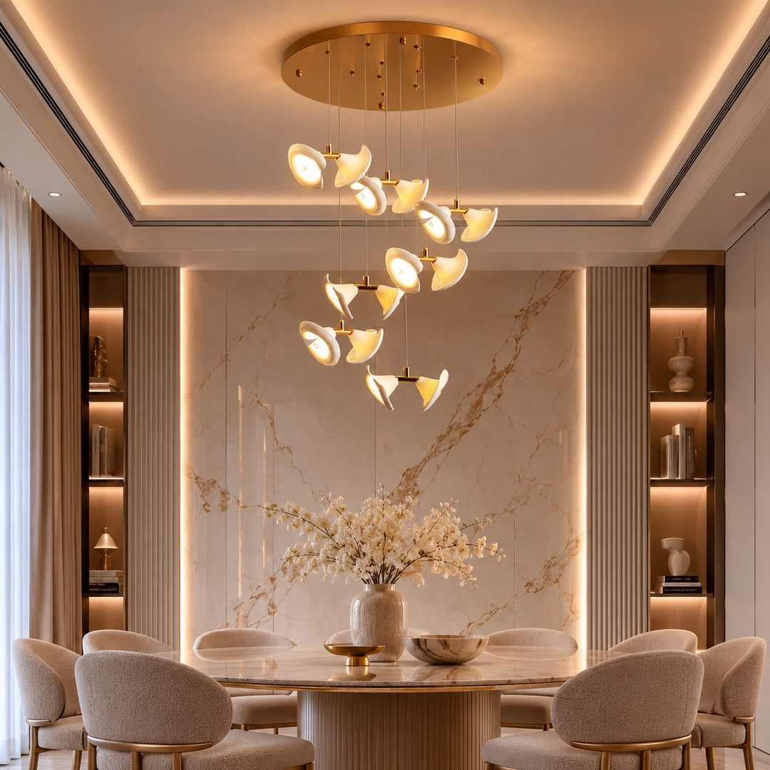 Modern Double Horn Chandelier Ceiling Light Iron and Ceramic Adjustable LED 14 to 128 Bulbs