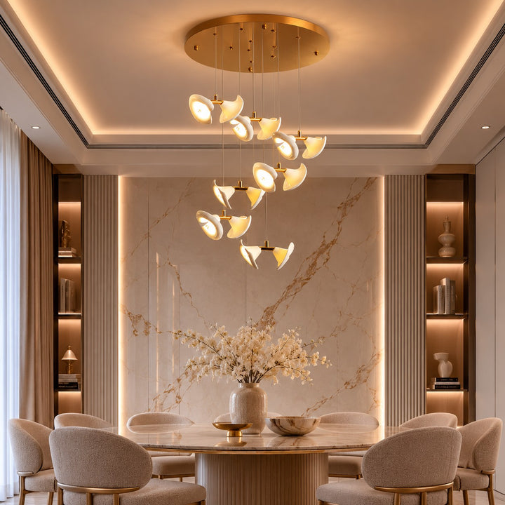 Modern Double Horn Chandelier Ceiling Light Iron and Ceramic Adjustable LED 14 to 128 Bulbs